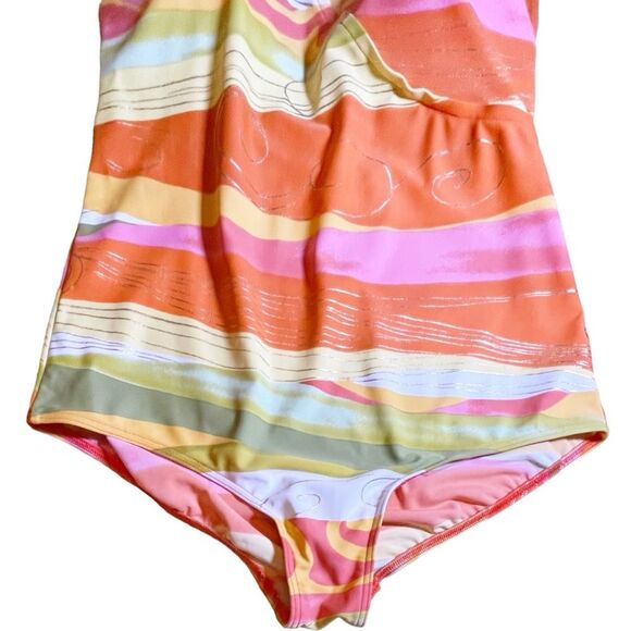 Gottex One Piece Swimsuit in Painted Desert Orange Pink Gold Women’s Size 22W - Picture 3 of 12